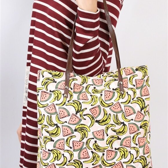 Fruit Print Canvas Tote Bag 🍉 - Picture 2 of 6